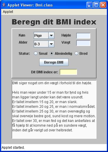 BMI-applet preview
